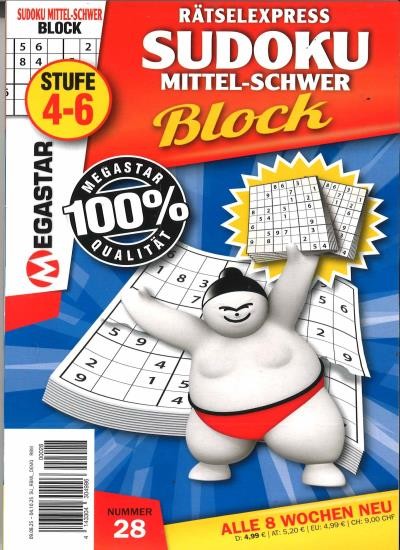 SUDOKU BLOCK MITTEL-SCHWER Abo