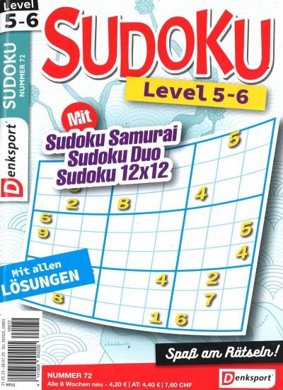 SUDOKU LEVEL 5-6 72/2025