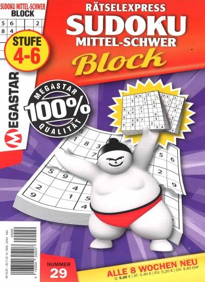 SUDOKU BLOCK MITTEL-SCHWER 29/2025