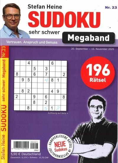 SUDOKU SEHR SCHWER MEGABAND Abo