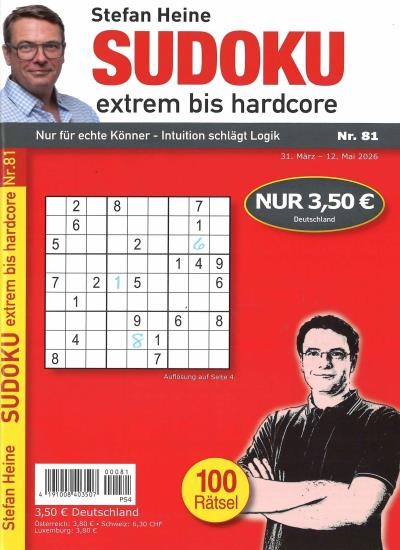 SUDOKU EXTREM BIS HARDCORE 81/2026