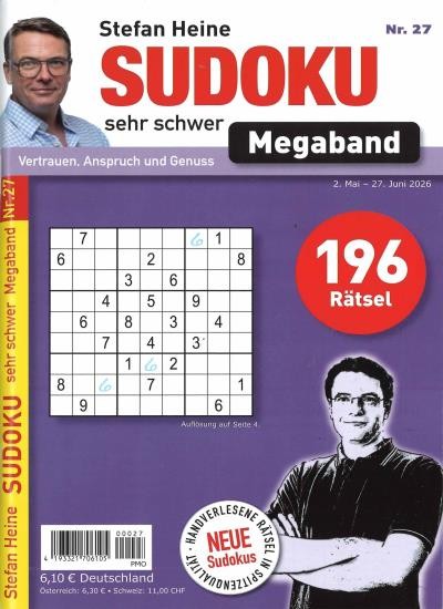 SUDOKU SEHR SCHWER MEGABAND 27/2026