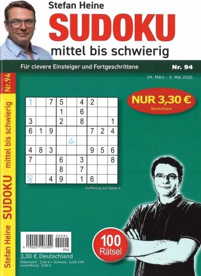 SUDOKU MITTEL BIS SCHWIERIG 94/2026