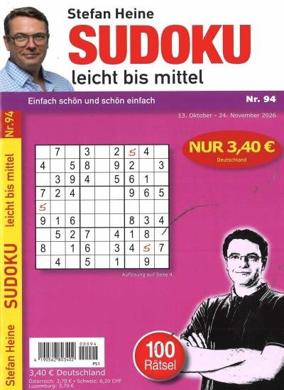 SUDOKU LEICHT BIS MITTEL 94/2026