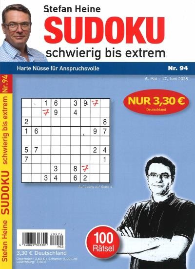 SUDOKU SCHWIERIG BIS EXTREM 94/2025