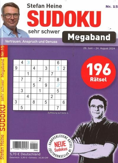 SUDOKU SEHR SCHWER MEGABAND 15/2024