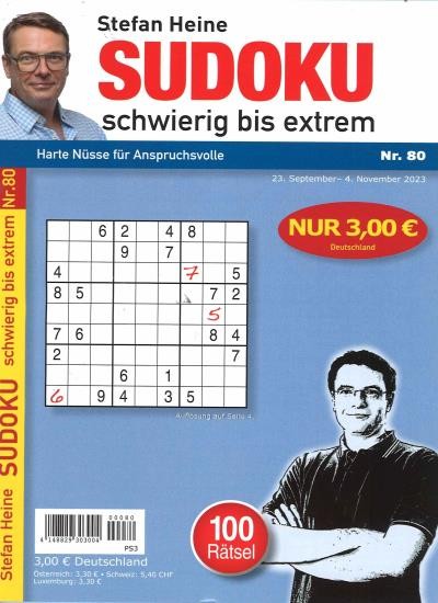 SUDOKU SCHWIERIG BIS EXTREM 80/2023