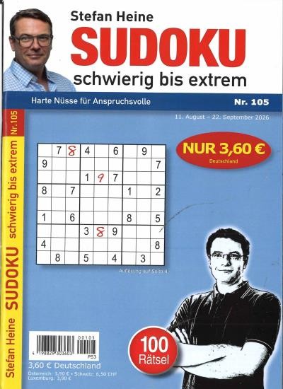 SUDOKU SCHWIERIG BIS EXTREM 105/2026