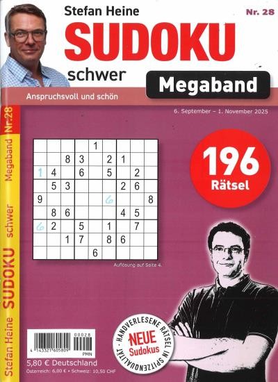 SUDOKU SCHWER MEGABAND 28/2025