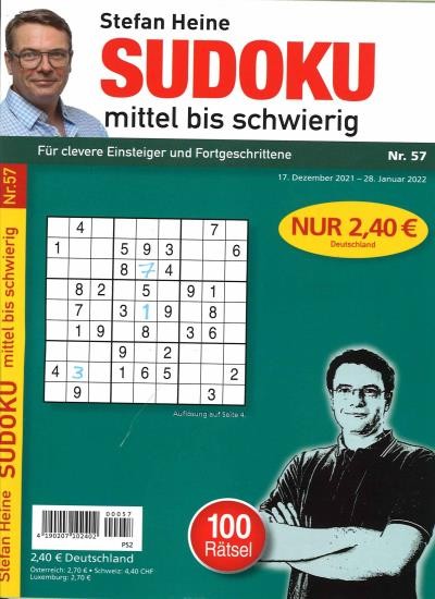 SUDOKU MITTEL BIS SCHWIERIG 57/2021