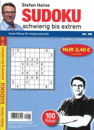SUDOKU SCHWIERIG BIS EXTREM 98/2025