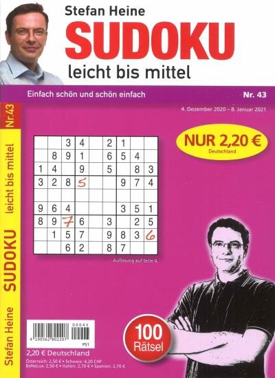 SUDOKU LEICHT BIS MITTEL 43/2020