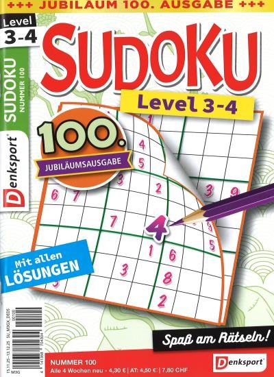 SUDOKU LEVEL 3-4 100/2025