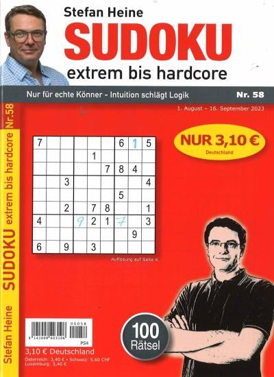 SUDOKU EXTREM BIS HARDCORE 58/2023