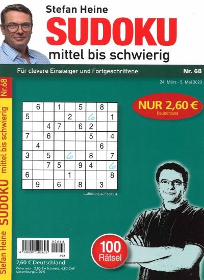 SUDOKU MITTEL BIS SCHWIERIG 68/2023