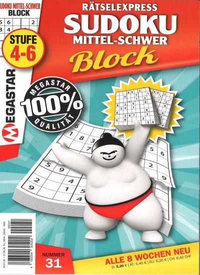 SUDOKU BLOCK MITTEL-SCHWER Abo