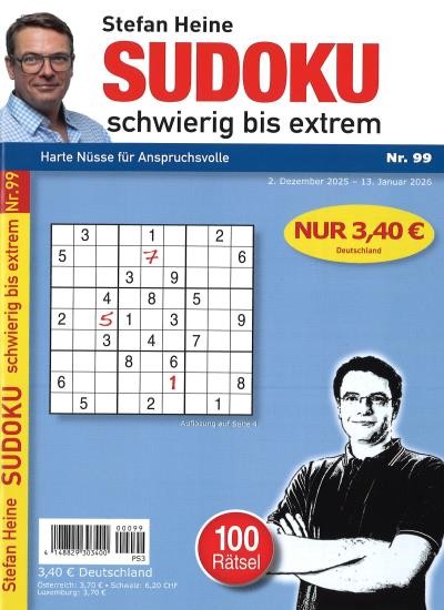 SUDOKU SCHWIERIG BIS EXTREM 99/2025