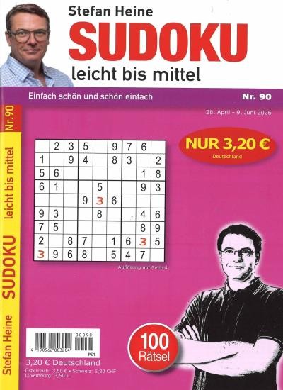 SUDOKU LEICHT BIS MITTEL 90/2026