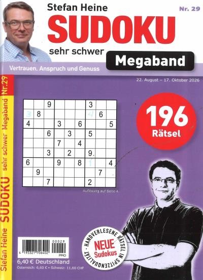 SUDOKU SEHR SCHWER MEGABAND 29/2026