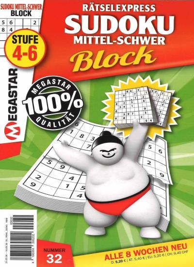 SUDOKU BLOCK MITTEL-SCHWER 32/2026