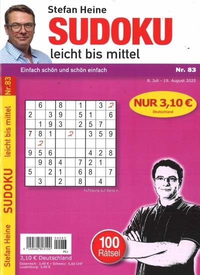 SUDOKU LEICHT BIS MITTEL 83/2025