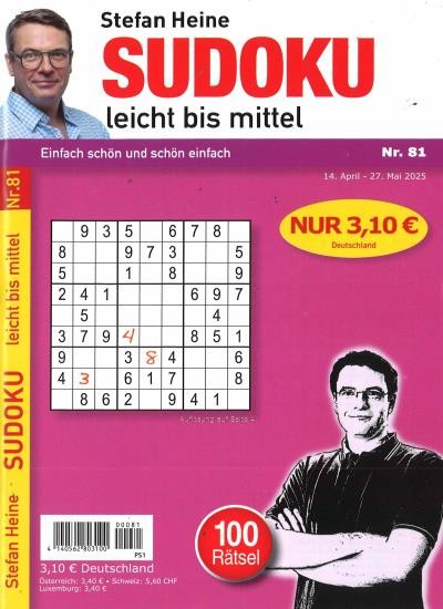 SUDOKU LEICHT BIS MITTEL 81/2025