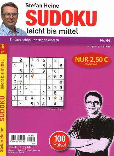 SUDOKU LEICHT BIS MITTEL 64/2023