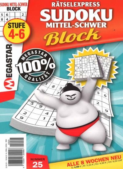 SUDOKU BLOCK MITTEL-SCHWER Abo