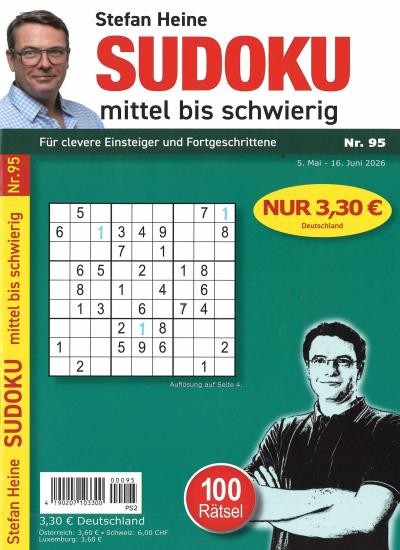 SUDOKU MITTEL BIS SCHWIERIG 95/2026