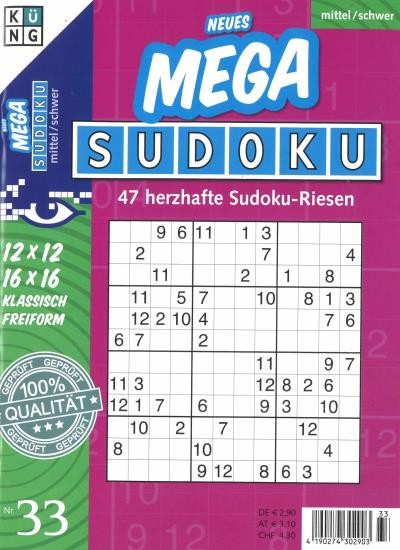 NEUES MEGA SUDOKU 33/2020