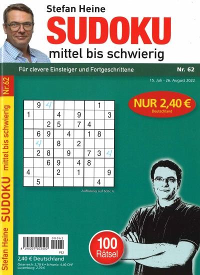 SUDOKU MITTEL BIS SCHWIERIG 62/2022