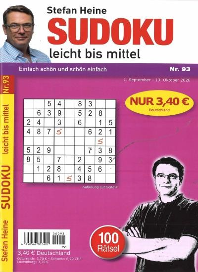 SUDOKU LEICHT BIS MITTEL 93/2026