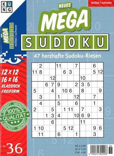 NEUES MEGA SUDOKU 36/2021