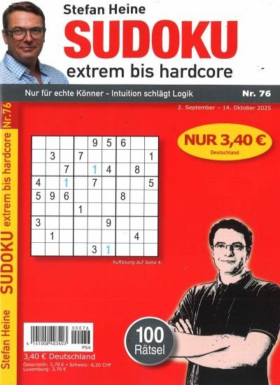 SUDOKU EXTREM BIS HARDCORE 76/2025