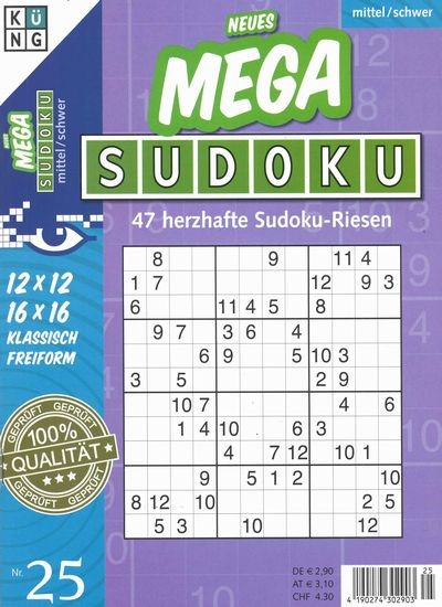 NEUES MEGA SUDOKU 25/2019