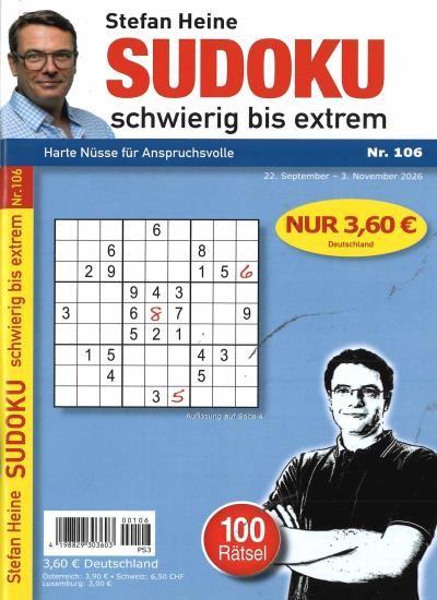 SUDOKU SCHWIERIG BIS EXTREM 106/2026