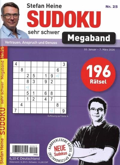 SUDOKU SEHR SCHWER MEGABAND 25/2026
