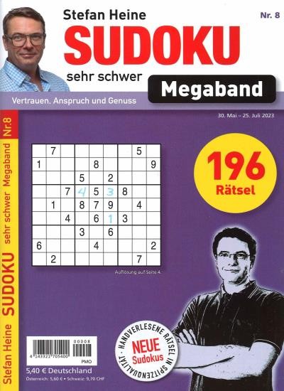 SUDOKU SEHR SCHWER MEGABAND 8/2023