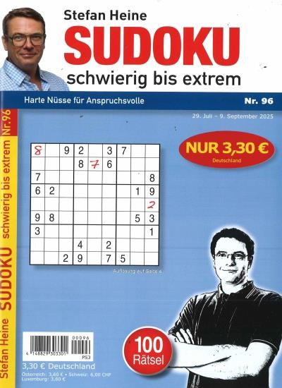 SUDOKU SCHWIERIG BIS EXTREM 96/2025