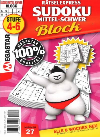 SUDOKU BLOCK MITTEL-SCHWER 27/2025