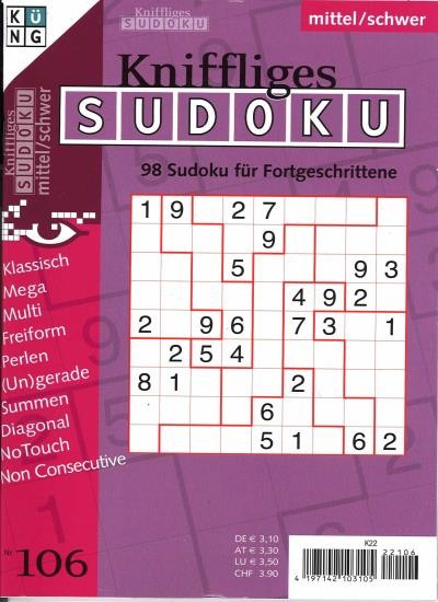KNIFFLIGES SUDOKU 106/2022