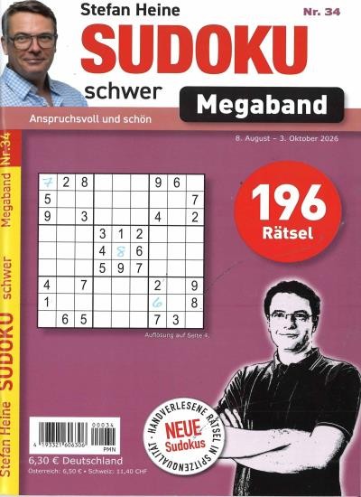 SUDOKU SCHWER MEGABAND 34/2026