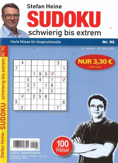 SUDOKU SCHWIERIG BIS EXTREM Abo