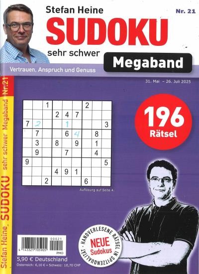SUDOKU SEHR SCHWER MEGABAND 21/2025