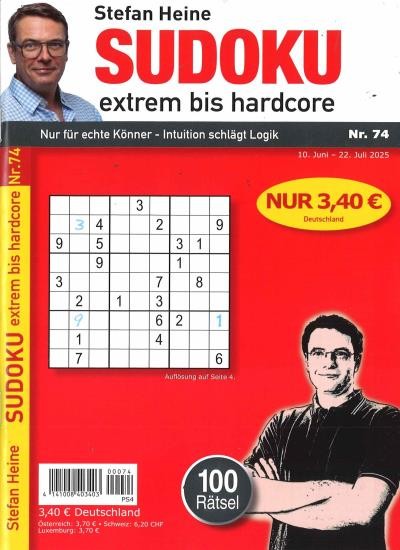 SUDOKU EXTREM BIS HARDCORE 74/2025