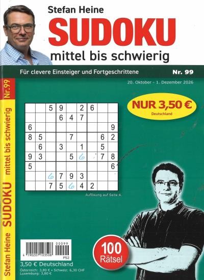 SUDOKU MITTEL BIS SCHWIERIG 99/2026