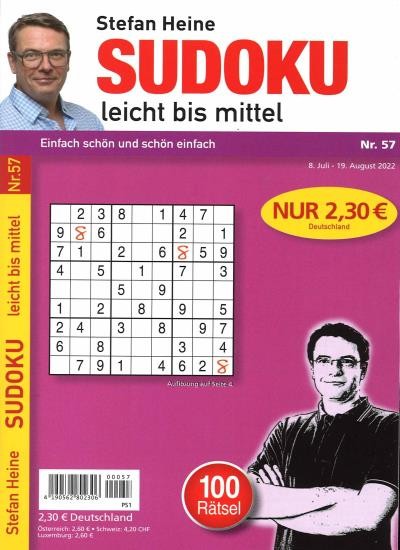 SUDOKU LEICHT BIS MITTEL 57/2022